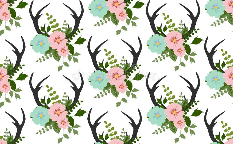 Bloemen, bladeren, geweitakken naadloos patroon stock illustratie Bloemen, bladeren, geweitakken naadloos patroon stock illustratie
