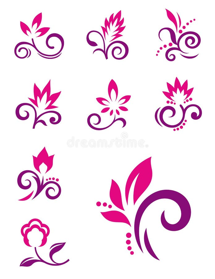 Bloemen elementen royalty-vrije illustratie Bloemen elementen royalty-vrije illustratie
