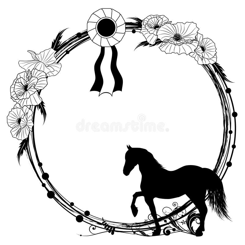 Bloemen frame met paard royalty-vrije illustratie Bloemen frame met paard royalty-vrije illustratie