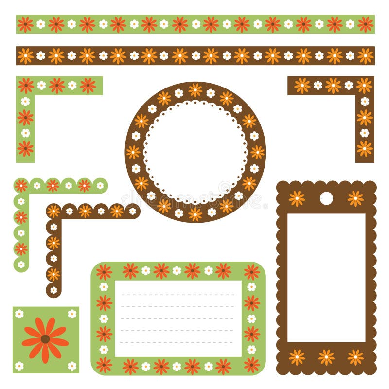Bloemen grenzen en frames stock illustratie Bloemen grenzen en frames stock illustratie