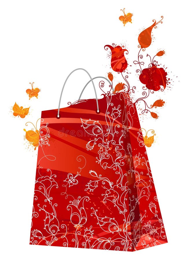 Bloemen het winkelen zak vector illustratie Bloemen het winkelen zak vector illustratie