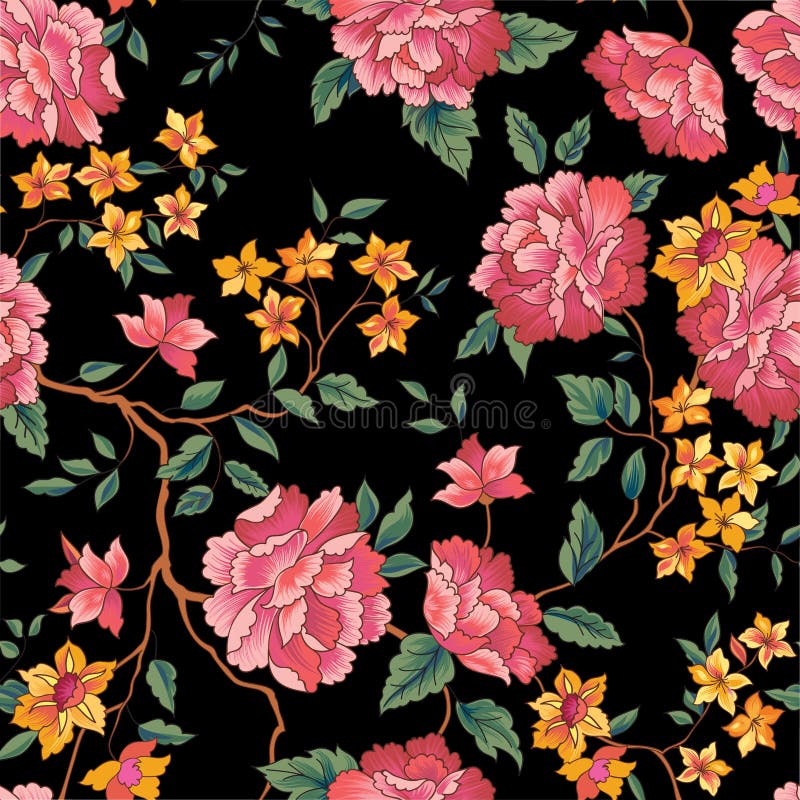 Bloemen naadloos patroon De achtergrond van de Oornamentalbloem stock illustratie Bloemen naadloos patroon De achtergrond van de Oornamentalbloem stock illustratie