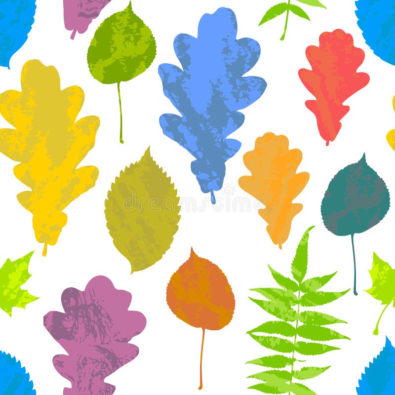Bloemen naadloos patroon met bladeren van de de herfst grunge de gele, rode, oranje, groene, blauwe boom op witte achtergrond Esd royalty-vrije illustratie Bloemen naadloos patroon met bladeren van de de herfst grunge de gele, rode, oranje, groene, blauwe boom op witte achtergrond Esd royalty-vrije illustratie