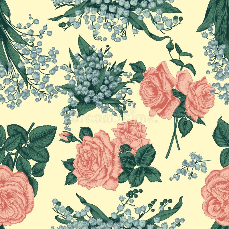 Bloemen Naadloze vectorachtergrond Uitstekende illustratie vector illustratie Bloemen Naadloze vectorachtergrond Uitstekende illustratie vector illustratie
