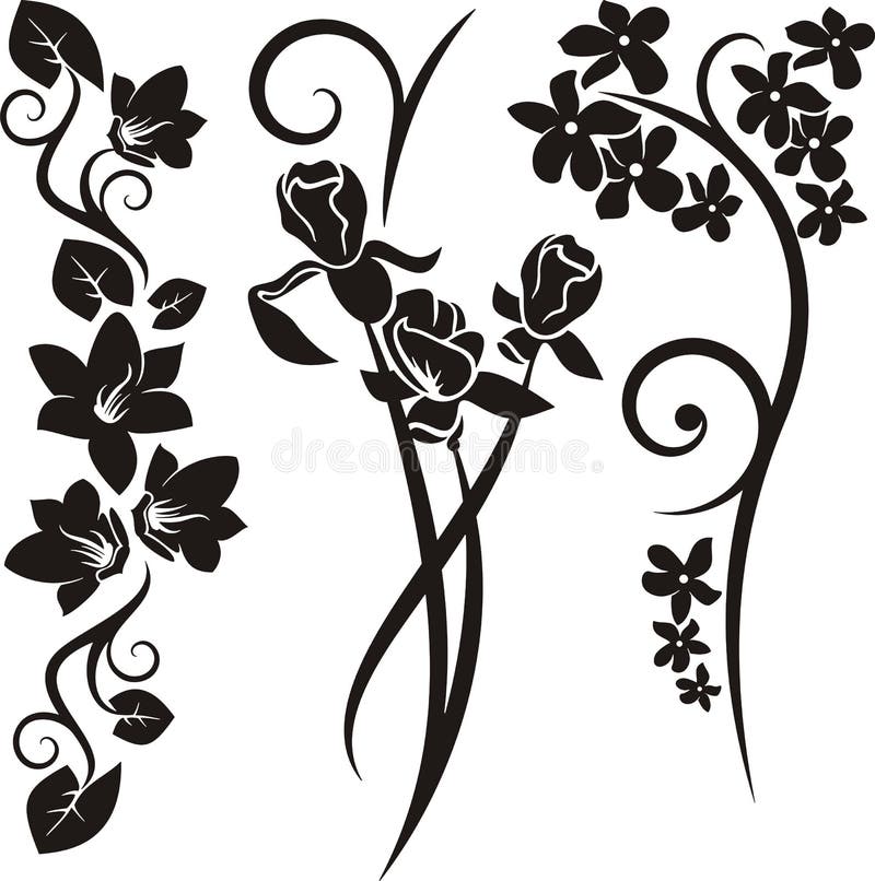 Bloemen ornamentreeks stock illustratie Bloemen ornamentreeks stock illustratie