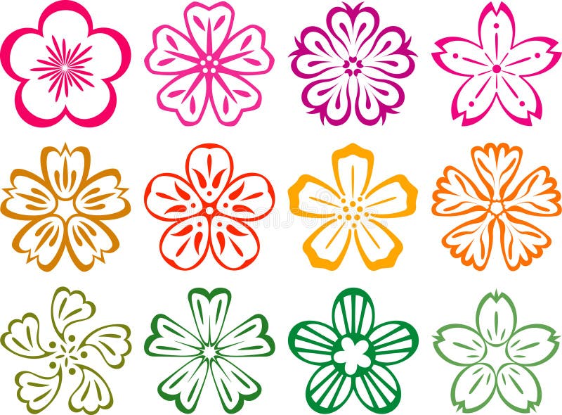 Bloemen in stijl van Japnese en Chinees royalty-vrije illustratie Bloemen in stijl van Japnese en Chinees royalty-vrije illustratie