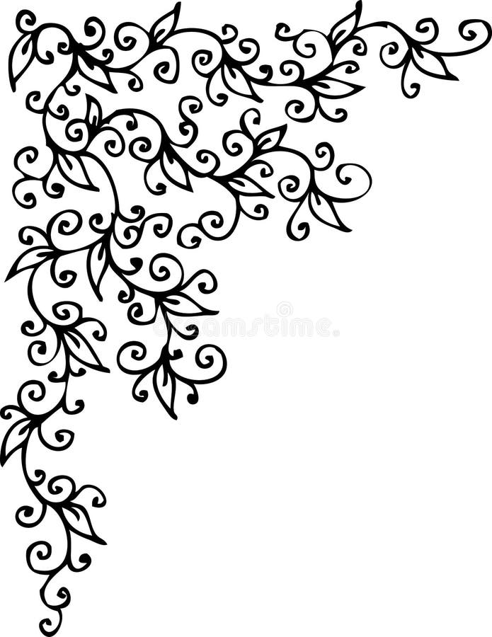 Refined floral vignette. Eau-forte black-and-white swirl decorative vector illustration. Refined floral vignette. Eau-forte black-and-white swirl decorative vector illustration.