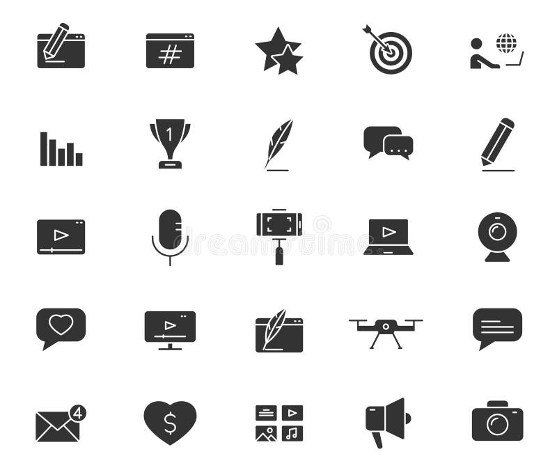 Blog silhouette vector icons isolated on white vector illustration