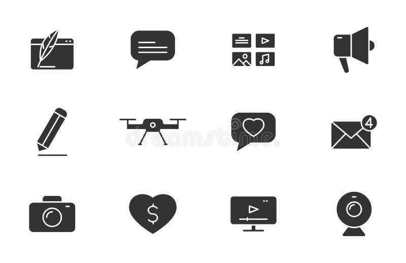 Blog silhouette vector icons isolated on white vector illustration