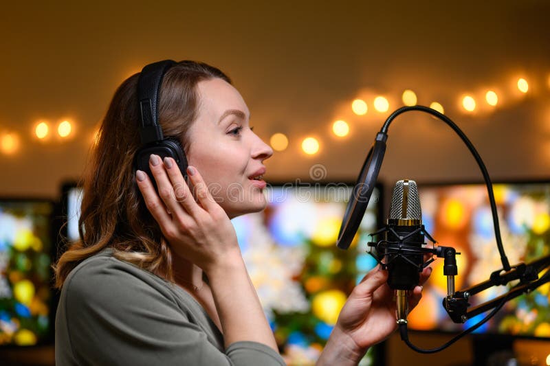 A Blogger is Recording a Podcast with a Microphone and Computers in the  Background. Blogging and Podcasts, Recording on YouTube Stock Photo - Image  of lifestyle, headphones: 165011148