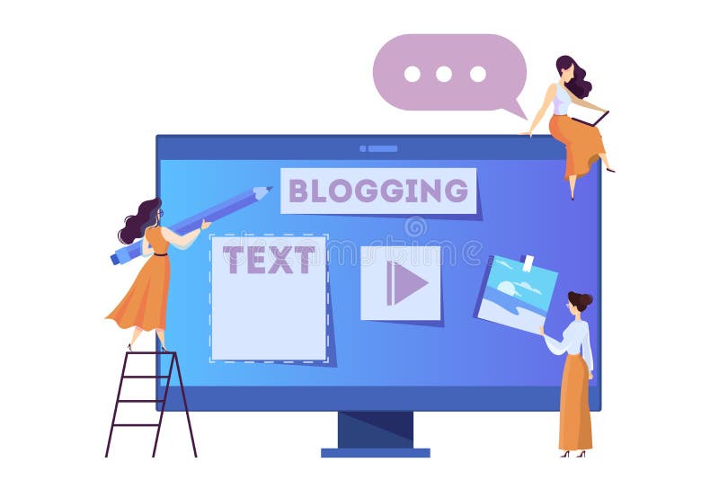 Blogging concept. Idea of social media and network. stock illustration Blogging concept. Idea of social media and network. stock illustration