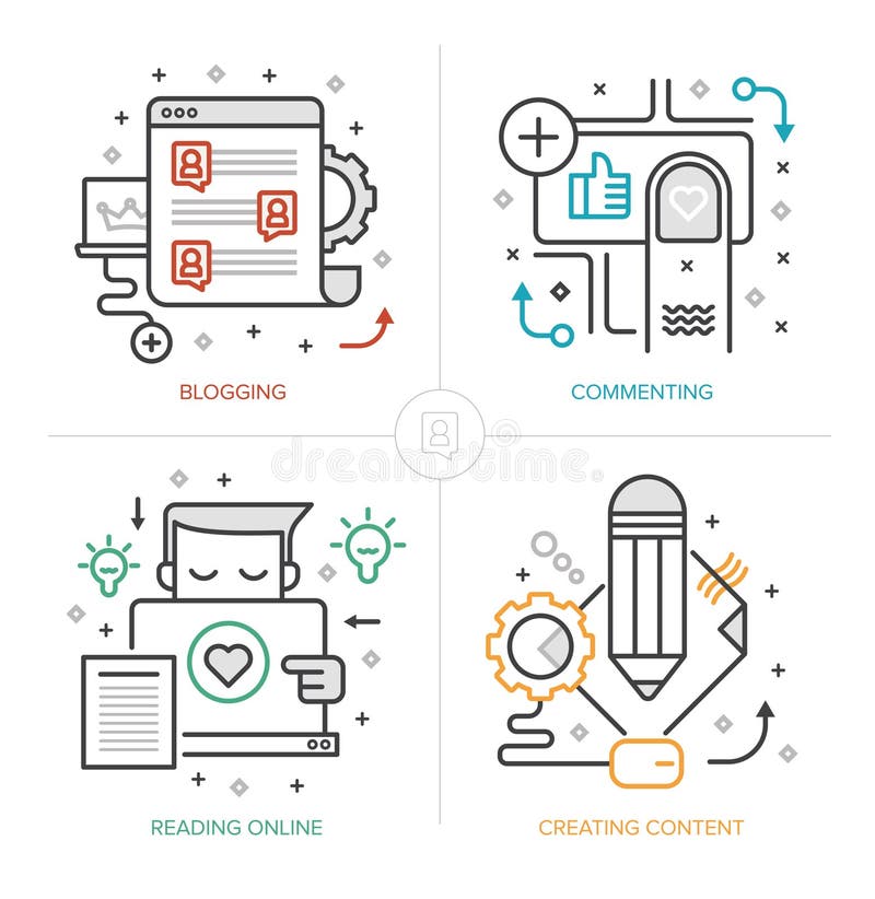 Blogging and Content Creation stock illustration