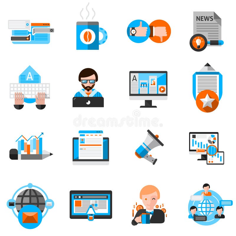 Blogging Icons Set stock illustration Blogging Icons Set stock illustration