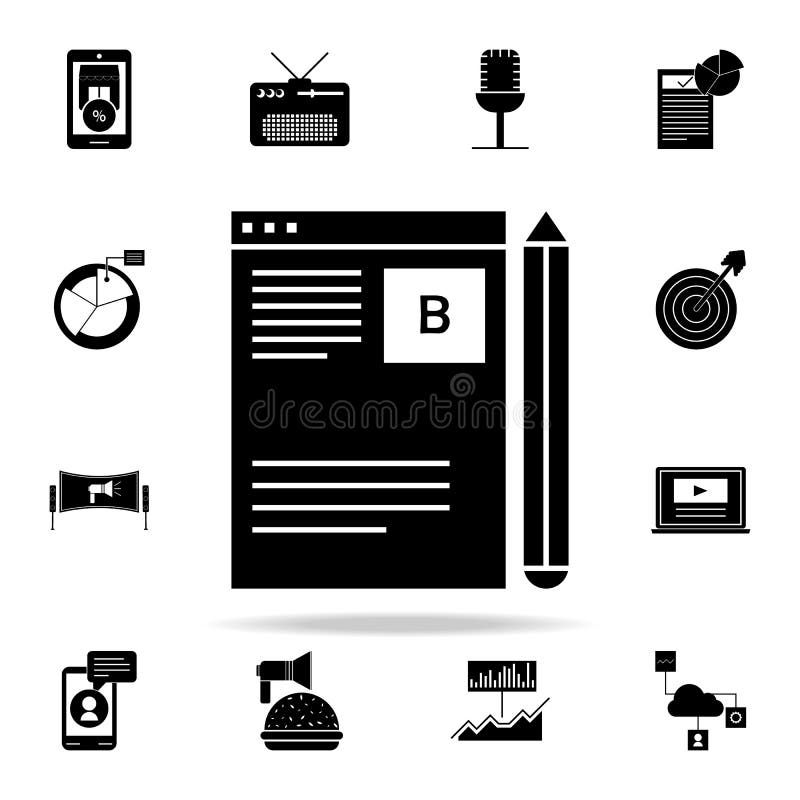 Bloggledningsymbol Universell uppsättning för Digital marknadsföringssymboler för rengöringsduk och mobil royaltyfri illustrationer Bloggledningsymbol Universell uppsättning för Digital marknadsföringssymboler för rengöringsduk och mobil royaltyfri illustrationer