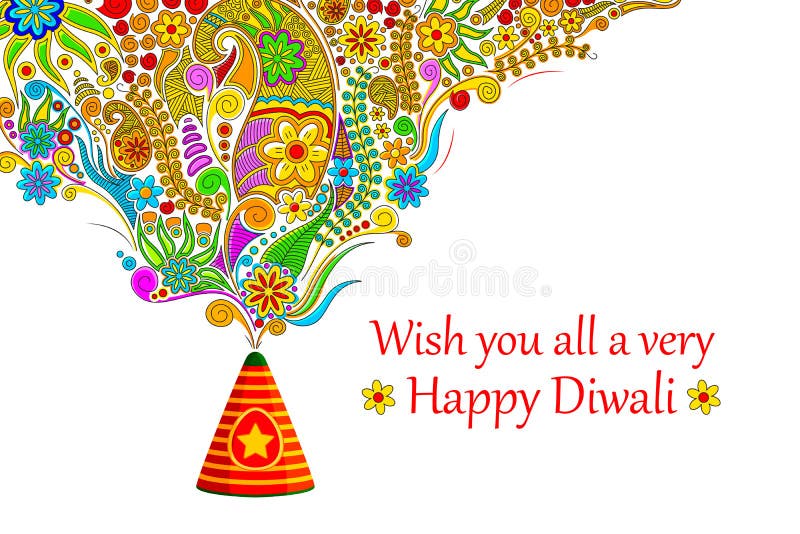 Blom- lyckliga Diwali royaltyfri illustrationer