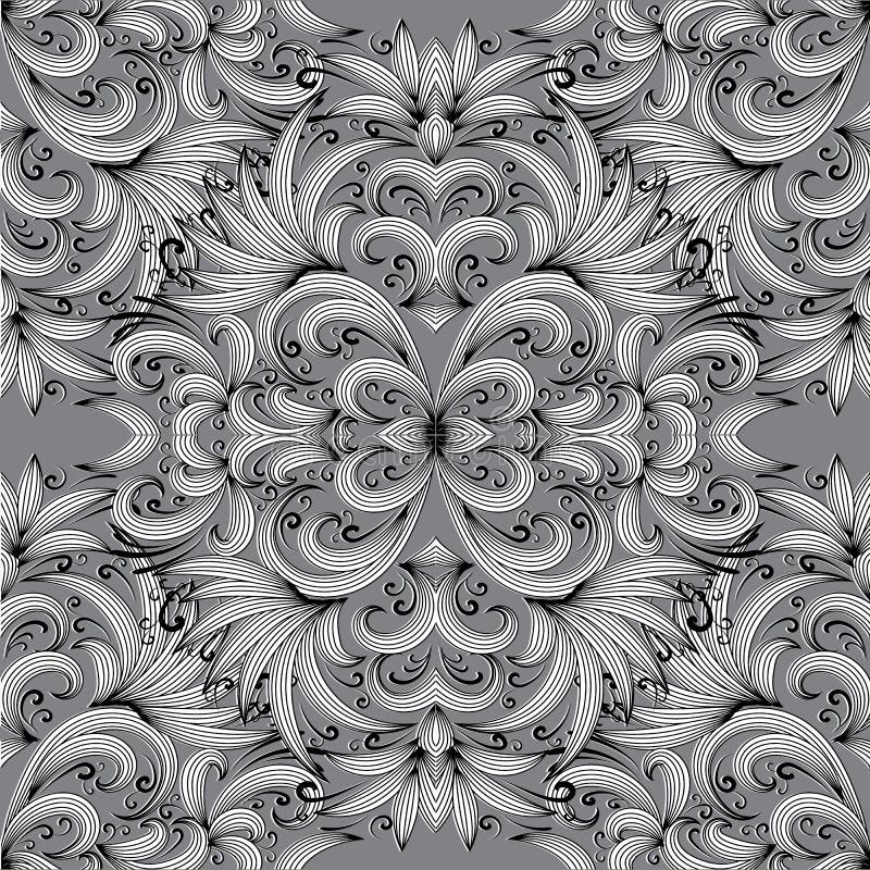 Blom- paisley seamless modell Vektorbakgrund med klotter s stock illustrationer Blom- paisley seamless modell Vektorbakgrund med klotter s stock illustrationer