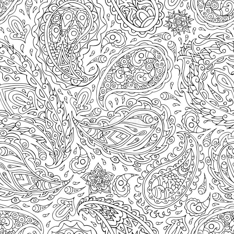 Blom- sömlös modell för tappning med fantasiblommor Drog beståndsdelar för Paisley tryckhand vektor illustrationer Blom- sömlös modell för tappning med fantasiblommor Drog beståndsdelar för Paisley tryckhand vektor illustrationer