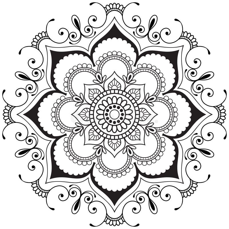 Blomma för henna för Mehndi mandala indisk i indisk stil för tatoo och kort stock illustrationer Blomma för henna för Mehndi mandala indisk i indisk stil för tatoo och kort stock illustrationer