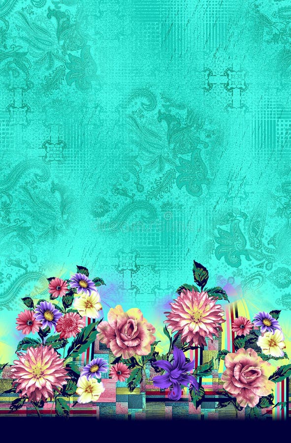 Blommahorisontalmarinbakgrund stock illustrationer