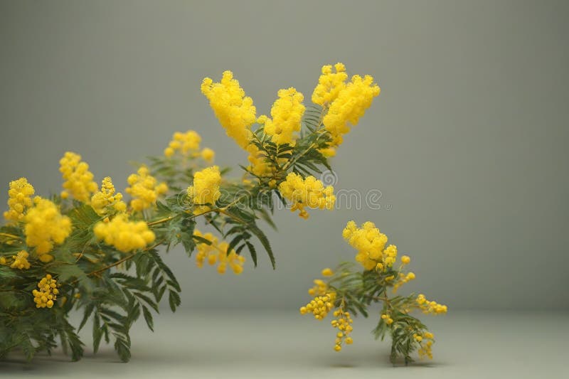 Blommande mimosaväxter med gul blomma vektor illustrationer
