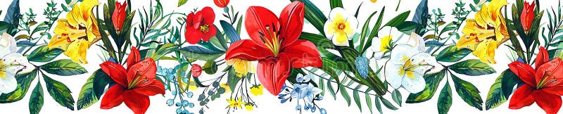 Blommemönster med blanka vibrerande färger på vit bakgrund stock illustrationer