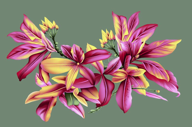 Blommor och blad i digital textildesign