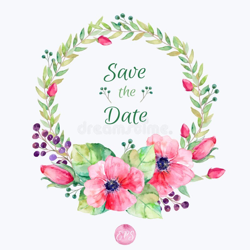 Blommor ställde in vektorn Färgrik blom- samling med sidor och blommor som drar vattenfärgen stock illustrationer