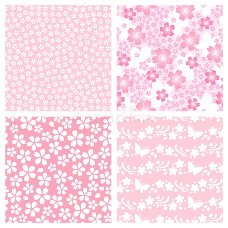 Set of cherry blossom patterns. Vector illustration. Set of cherry blossom patterns. Vector illustration.