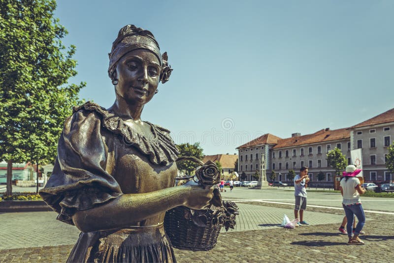 Blomsterhandlare Woman Bronze Statue arkivbild Blomsterhandlare Woman Bronze Statue arkivbild