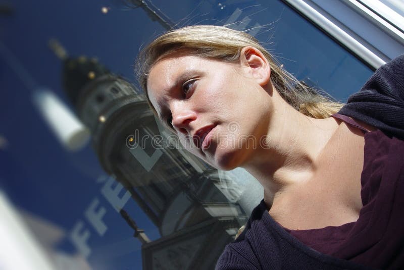 Blond beauty at the cafe