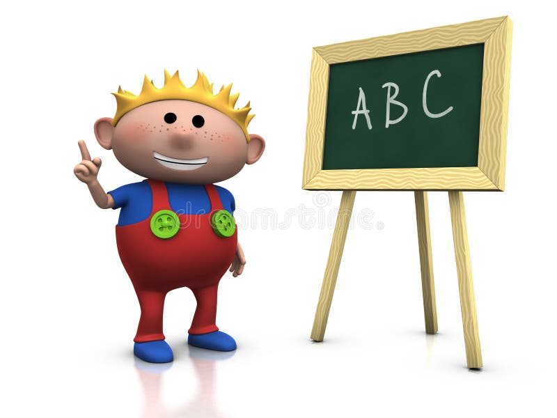 Blond boy with blackboard