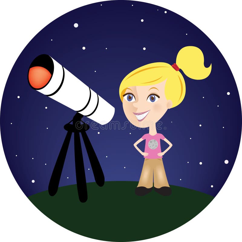 blond dziewczyna jej teleskop ilustracja wektor blond dziewczyna jej teleskop ilustracja wektor