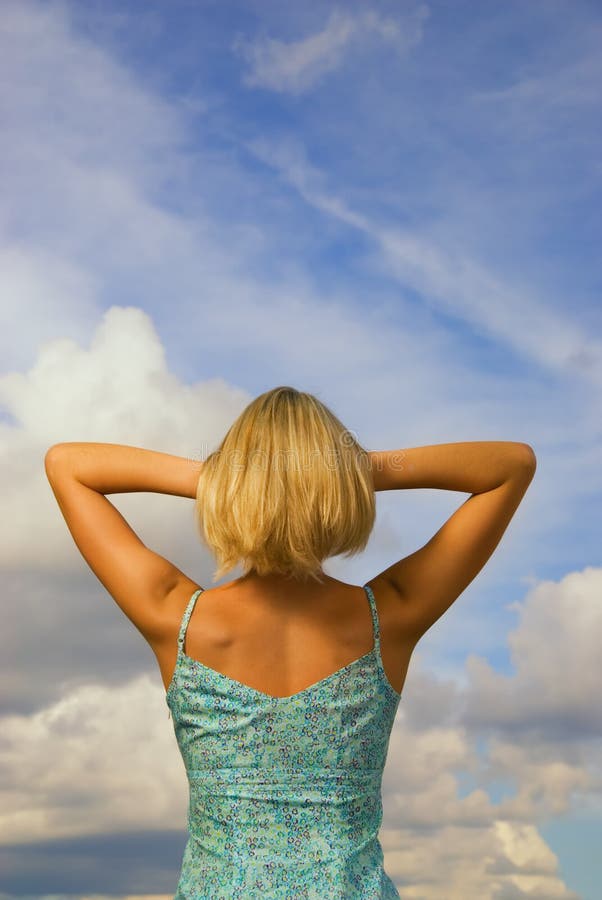 Blond girl from behind