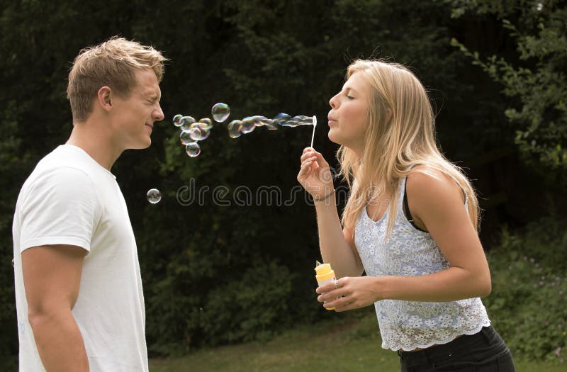 Blond Girl Blowing Bubbles Stock Image Image Of Loving 75052711