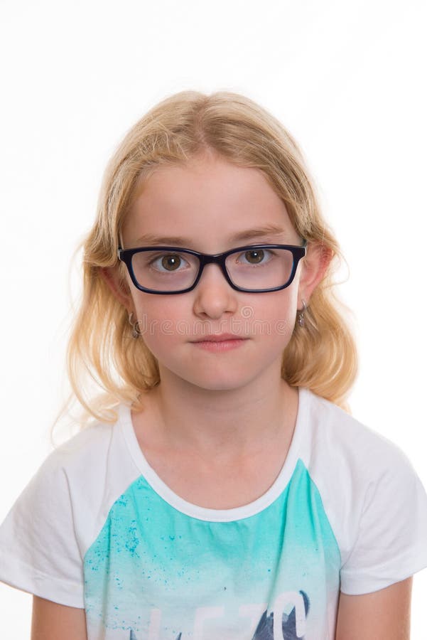 Blond girl with glasses stock image. Image of face, portrait 58940181