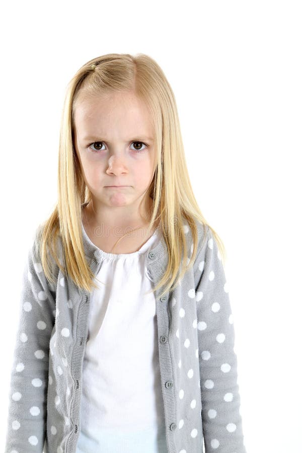 Blond girl with a sad hurt frustrated angry frowning expression stock photos Blond girl with a sad hurt frustrated angry frowning expression stock photos