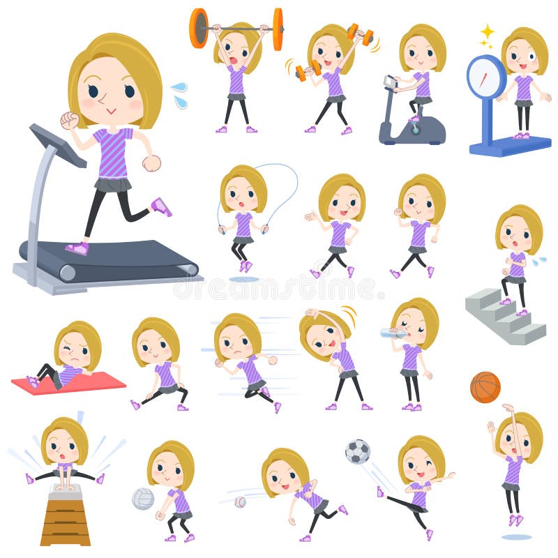 Blond Hair Woman Sports & Exercise Stock Vector - Illustration of ...