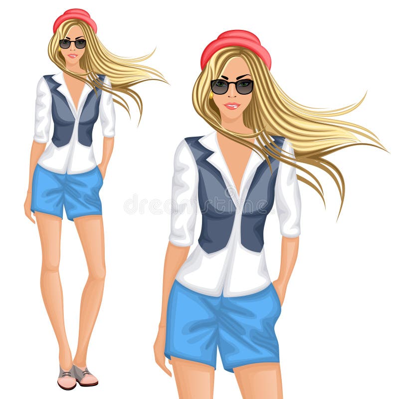 Blond modniś dziewczyna ilustracji Blond modniś dziewczyna ilustracji