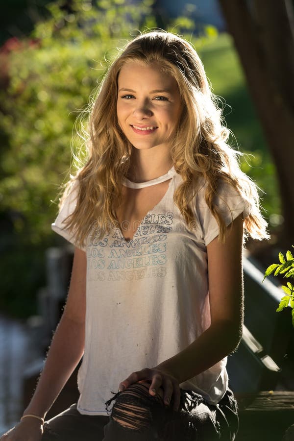 Blond Teen Girl Sitting On Steps Stock Photo Image Of Girl Adolescent