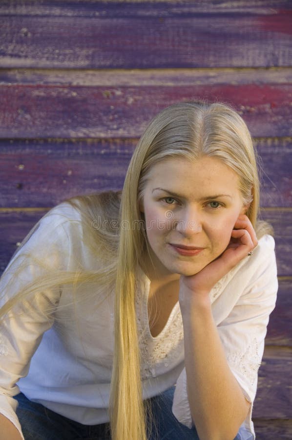 Blond thoughtful young woman