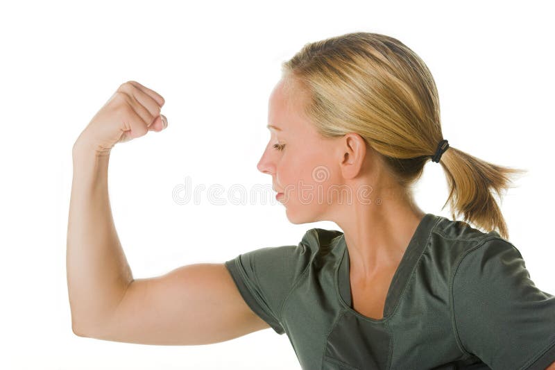 Blond woman with muscles