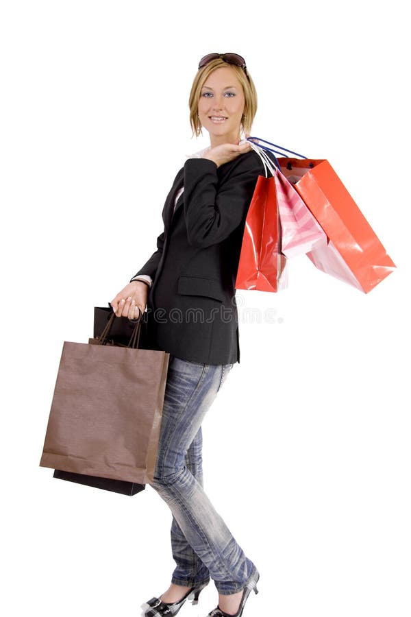 Blond woman on shopping spree