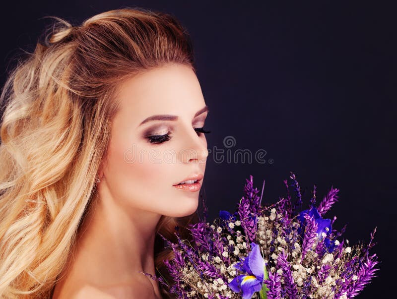 Blonde Beauty. Perfect Woman with Flowers stock photography Blonde Beauty. Perfect Woman with Flowers stock photography