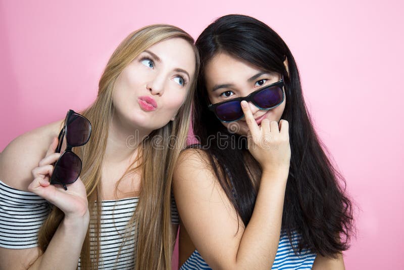 Blonde And Brunette Girls Spend Time Together Stock Image Image Of 