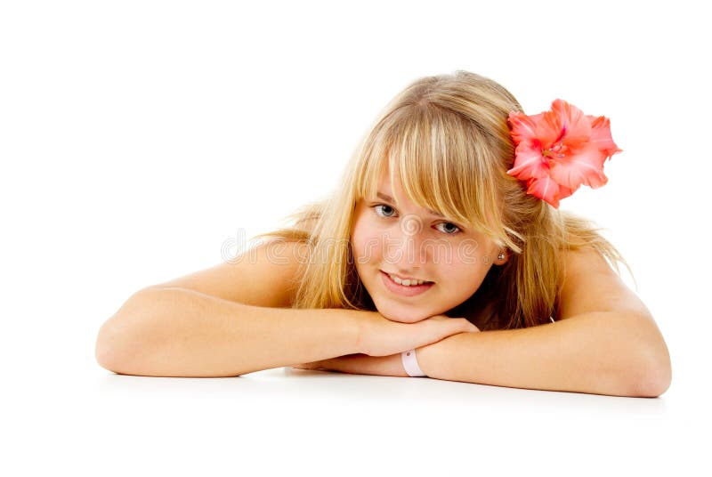 Blonde Girl With A Flower Stock Image Image Of Healthy 27903189