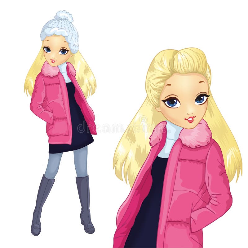 Blonde Girl in Jacket stock vector. Illustration of model 79703374