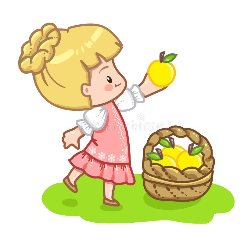 Sweet Cartoon Blonde Girl In Pink Stock Illustration - Illustration of ...