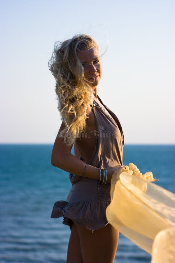 Blonde girl with shawl