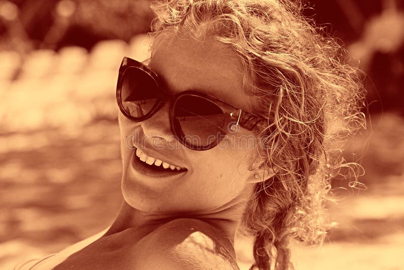 Blonde girl in bikini sunbathing - wide 10