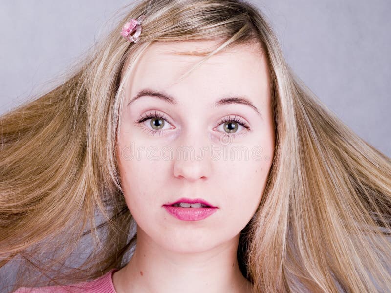 blonde hair young woman portrait